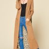 Leopard Chiffon Back Midi Cardigan Long Sleeve Ribbed