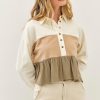 Colorblock Tiered Cotton Blend Top Ruffle Flare Long